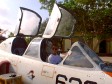 Jacs plays in the cockpit of an Israeli Air force training plane