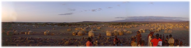 Local Turkana tribe and their village